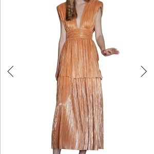 SABINA MUSAYEV Ophelia Plissé Lurex Midi Dress